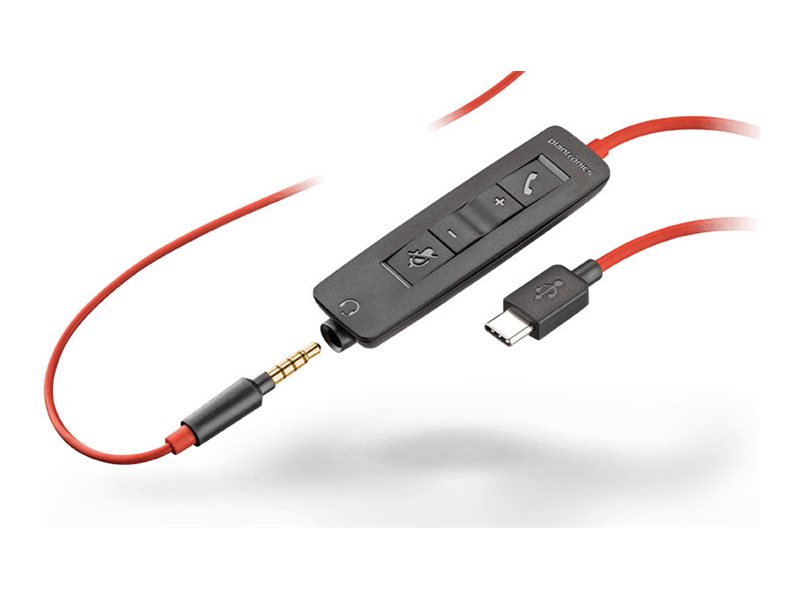 HP Poly Blackwire 3225 Stereo USB-C Headset +3.5mm Plug +USB-C/A Adapter