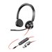 HP Poly Blackwire 3325 Stereo Microsoft Teams Certified USB-C Headset +3.5mm Plug +USB-C/A Adapter
