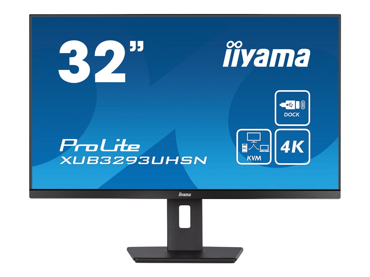 IIYAMA XUB3293UHSN-B5 32inch ETE IPS 3840x2160 UHD 1000:1 350cd/m2 4ms HDMI DP USB-C Dock LAN 65W PD Speakers 15cm Height Adj. (P)