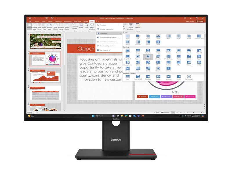 LENOVO ThinkVision T27-40 LED monitor 27inch 1920x1080 Full HD (1080p) 120Hz IPS 300cd/m2 1500:1 4ms HDMI VGA DisplayPort 3y