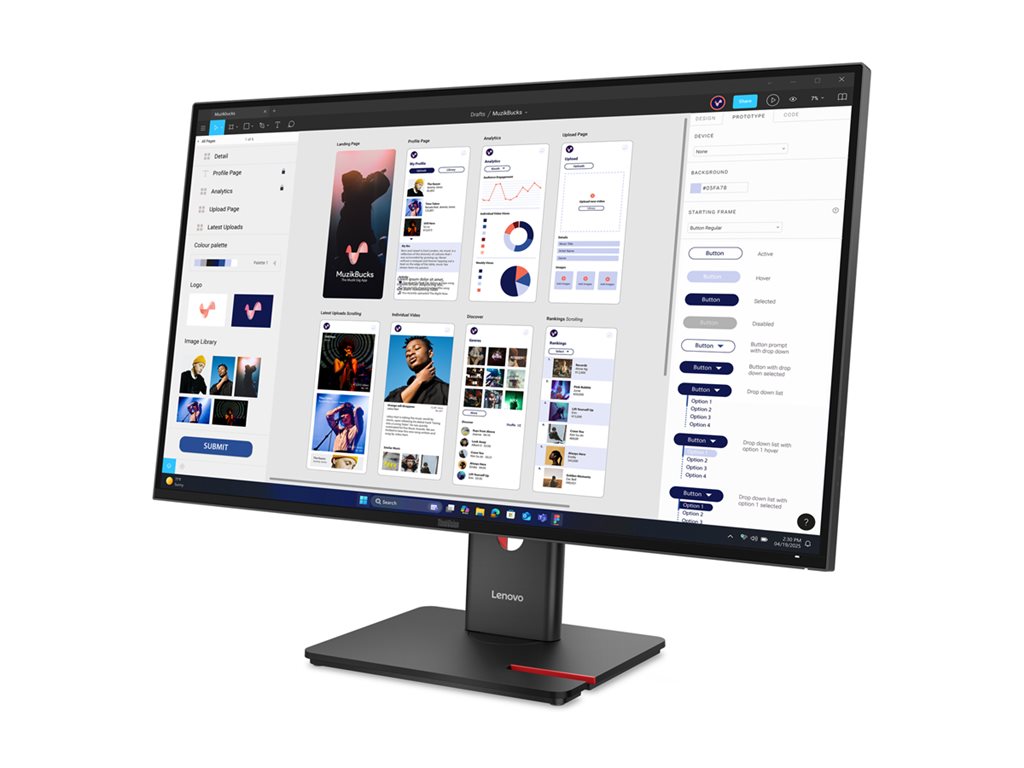 LENOVO ThinkVision T32UD-40 LED monitor 32inch 31.5inch 3840x2160 4K 75Hz IPS 350cd/m2 1500:1 4ms HDMI DisplayPort USB-C Dock 96W 3y