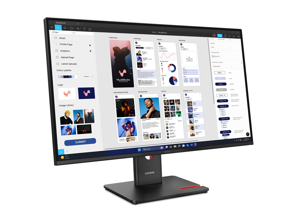 LENOVO ThinkVision T32UD-40 LED monitor 32inch 31.5inch 3840x2160 4K 75Hz IPS 350cd/m2 1500:1 4ms HDMI DisplayPort USB-C Dock 96W 3y