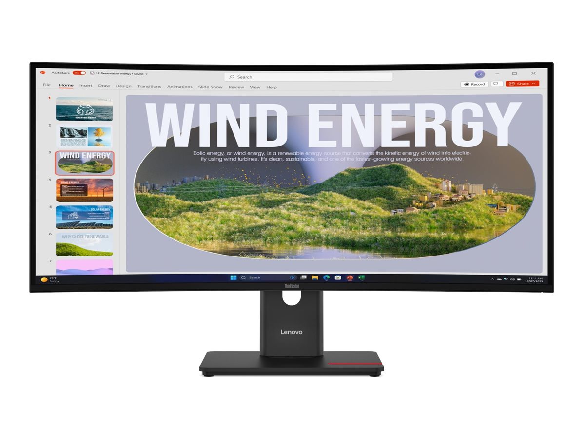LENOVO ThinkVision T34WD-40 LED monitor curved 34inch 3440x1440 UWQHD 120Hz VA 300cd/m2 3000:1 HDR10 4ms HDMI DisplayPort USB-C 3y