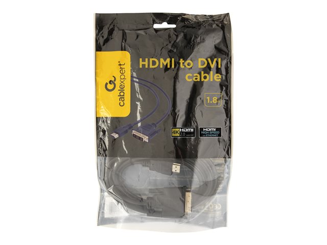 GEMBIRD HDMI to DVI male-male cable with gold-plated connectors 1.8m bulk package