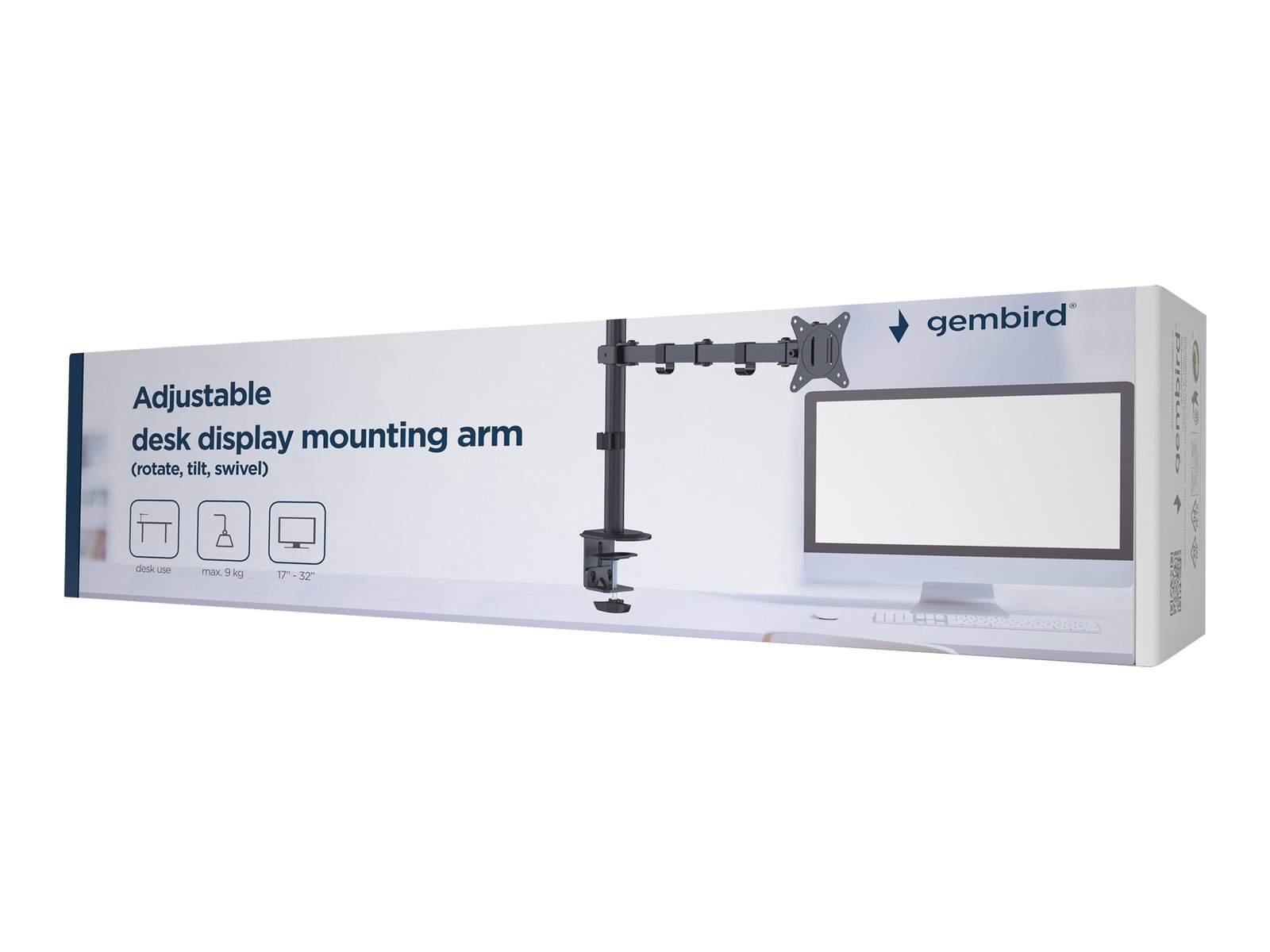 GEMBIRD MA-D1-01 Adjustable desk display mounting arm -rotate tilt swivel- 17-32inch up to 9 kg