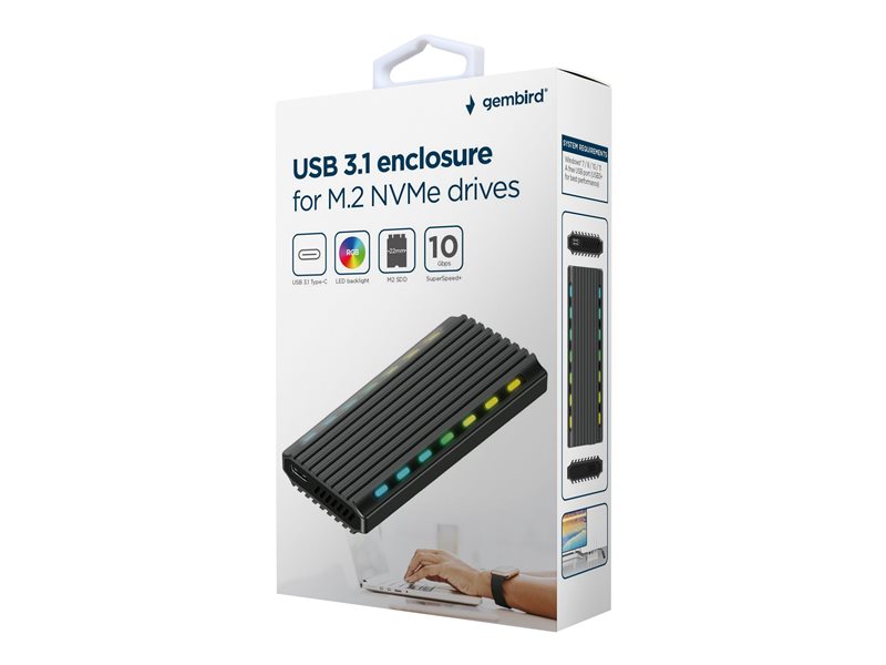 GEMBIRD EE2280-U3C-03 USB 3.1 enclosure for M.2 NVMe drives backlighted aluminum