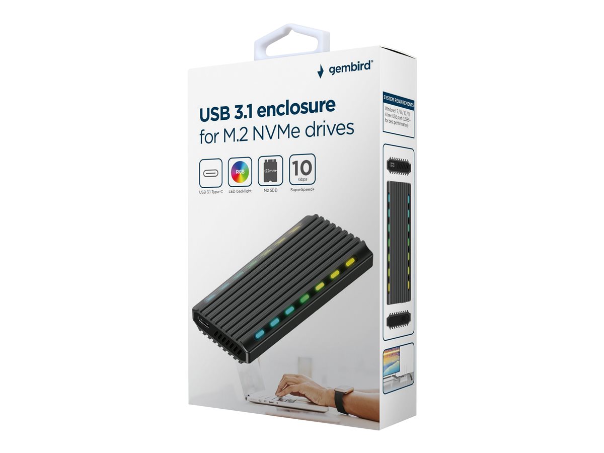 GEMBIRD EE2280-U3C-03 USB 3.1 enclosure for M.2 NVMe drives backlighted aluminum