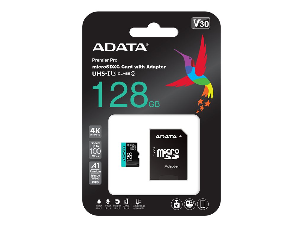 ADATA 128GB Micro SDXC UHS-I U3 V30S A2 + Adapter