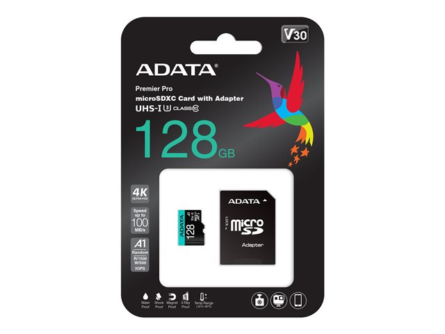 ADATA 128GB Micro SDXC UHS-I U3 V30S A2 + Adapter