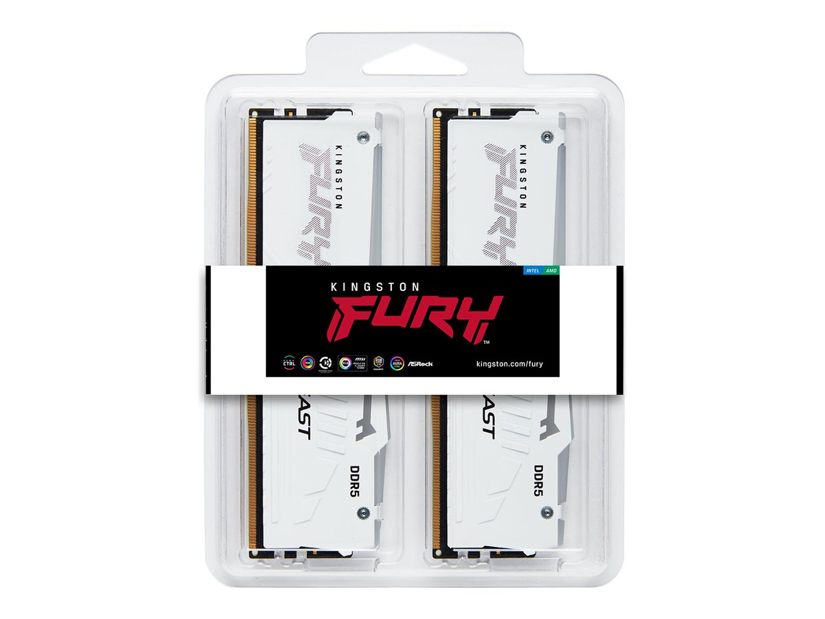 KINGSTON 32GB 6000MT/s DDR5 CL30 DIMM Kit of 2 FURY Beast White RGB EXPO