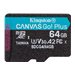 KINGSTON 64GB microSDXC Canvas Go Plus Gen4 200R A2 U3 Single Pack w/o ADP