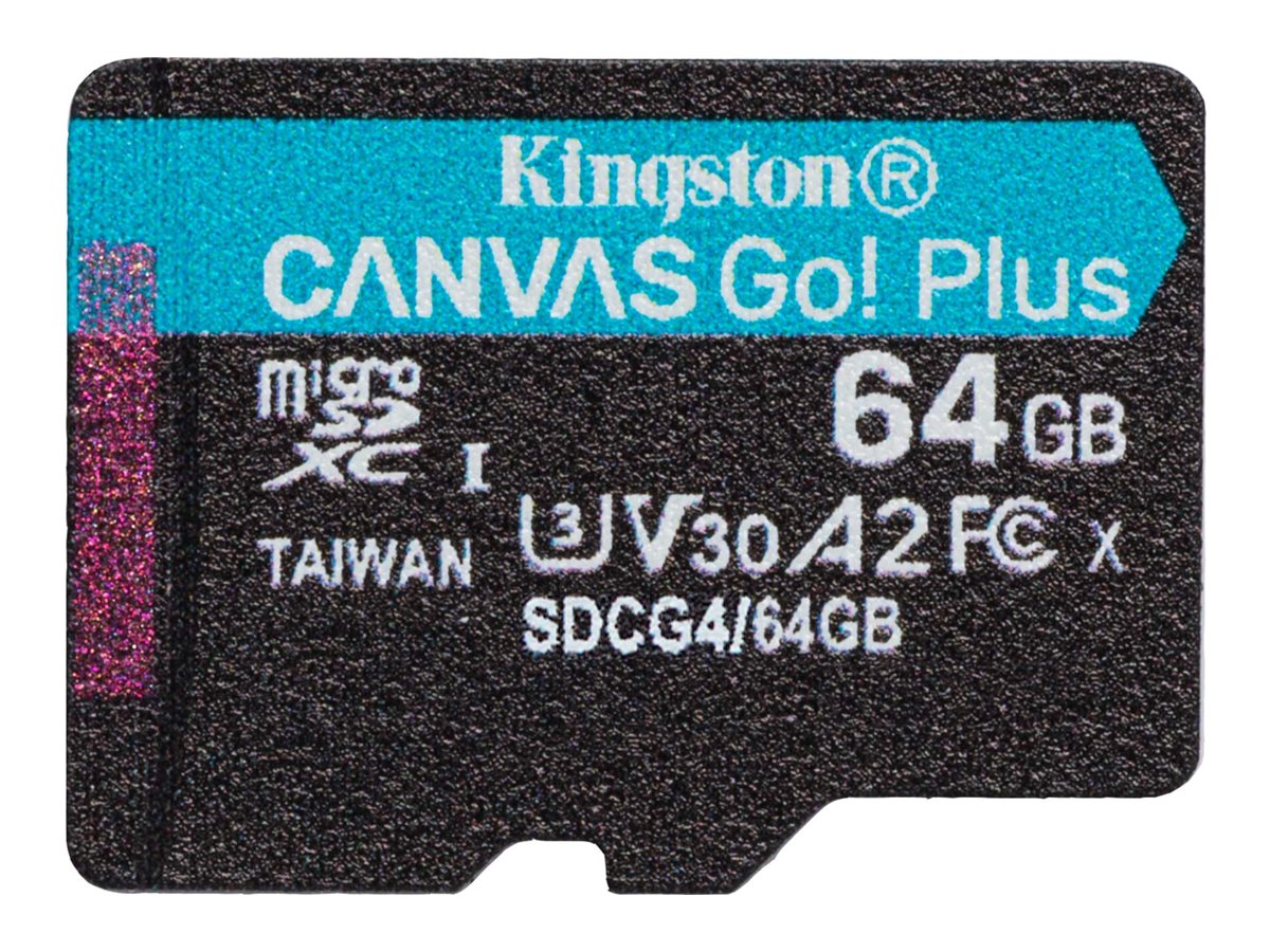 KINGSTON 64GB microSDXC Canvas Go Plus Gen4 200R A2 U3 Single Pack w/o ADP
