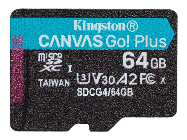 KINGSTON 64GB microSDXC Canvas Go Plus Gen4 200R A2 U3 Single Pack w/o ADP