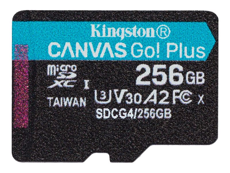 KINGSTON 256GB microSDXC Canvas Go Plus Gen4 200R A2 U3 Single Pack w/o ADP