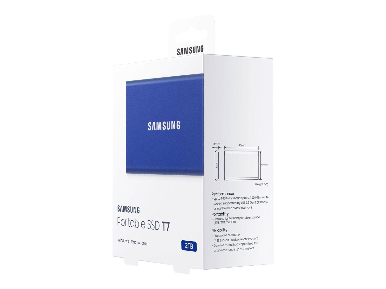 SAMSUNG Portable SSD T7 2TB extern USB 3.2 Gen 2 indigo blue