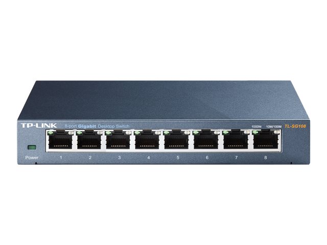 TP-LINK 8-port Metal Gigabit Switch 5 10/100/1000M RJ45 ports supports GMP Snooping IEEE 802.1p QoS Plug and Play metal case
