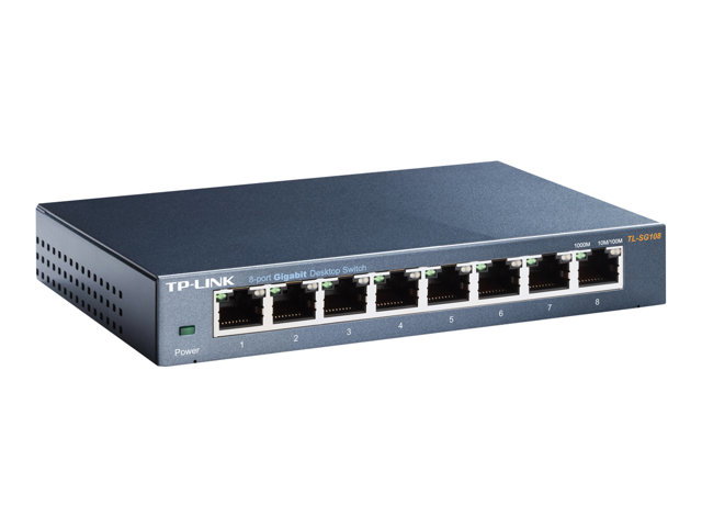 TP-LINK 8-port Metal Gigabit Switch 5 10/100/1000M RJ45 ports supports GMP Snooping IEEE 802.1p QoS Plug and Play metal case