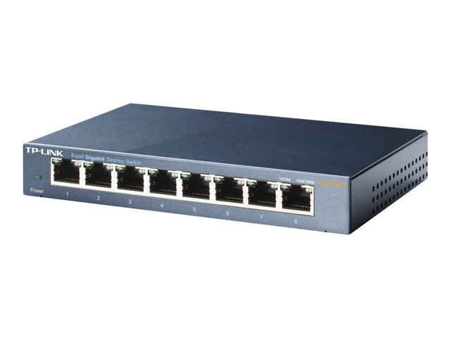TP-LINK 8-port Metal Gigabit Switch 5 10/100/1000M RJ45 ports supports GMP Snooping IEEE 802.1p QoS Plug and Play metal case