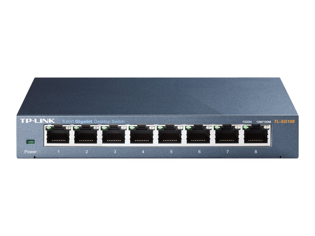 TP-LINK 8-port Metal Gigabit Switch 5 10/100/1000M RJ45 ports supports GMP Snooping IEEE 802.1p QoS Plug and Play metal case
