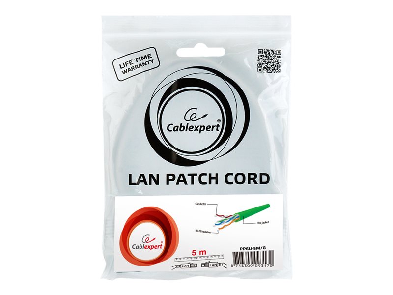 GEMBIRD PP6U-5M/G :UTP Cat6 Patch cord 5m green