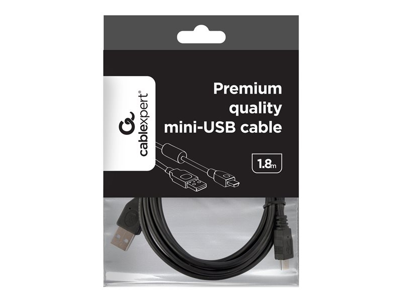 GEMBIRD CCF-USB2-AM5P-6 USB 2.0 A- MINI 5PM 1.8m cable with ferrite core