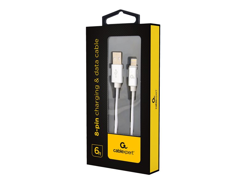 GEMBIRD CCB-mUSB2B-AMLM-6-S Gembird USB to 8-pin cable, cotton braided, metal connectors, 1.8m, silver