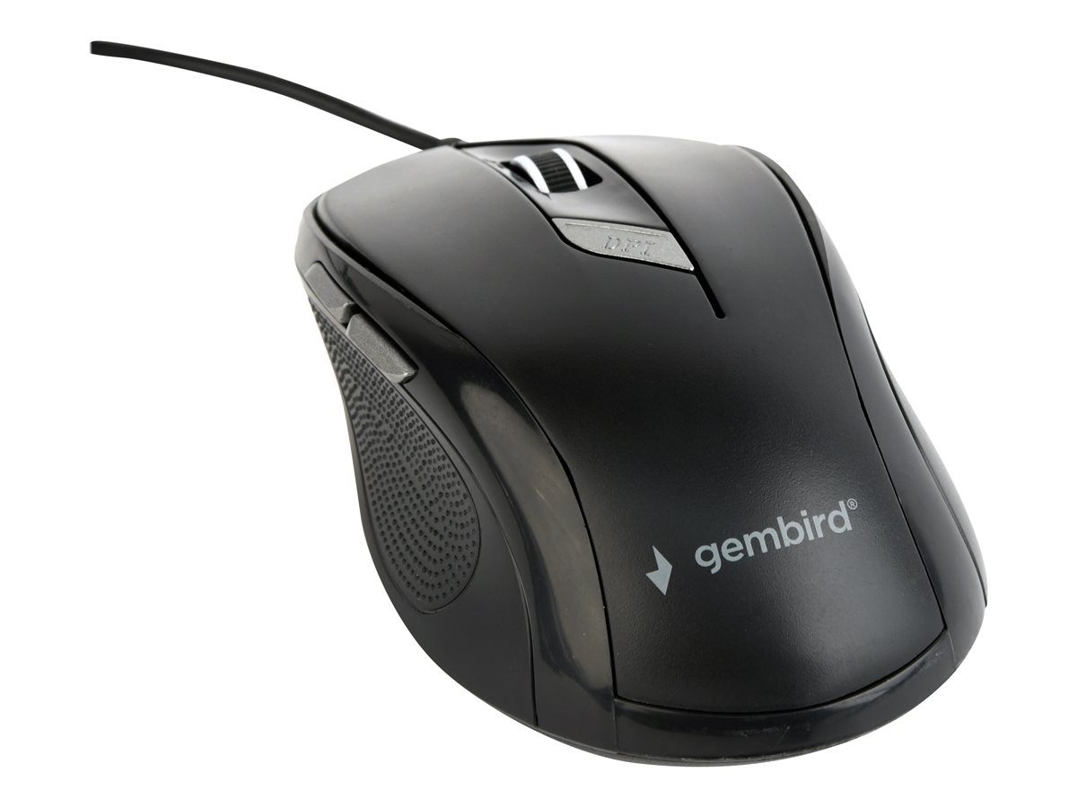 GEMBIRD MUS-6B-01 optical mouse 1600DPI USB Black 1.35m cable length