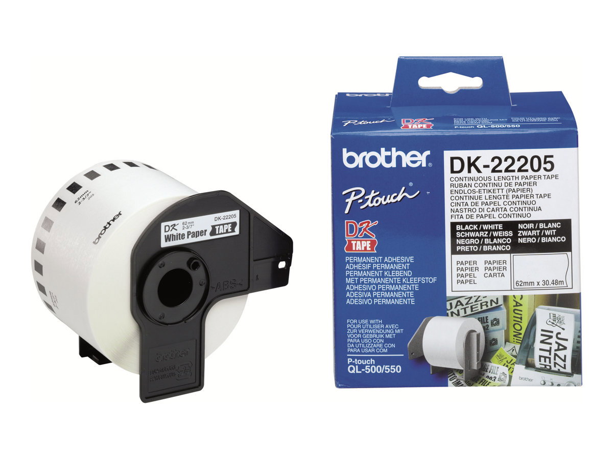 BROTHER DK22205 Endlosetiketten paper weiss for QL550 QL500 62mm x 30.48