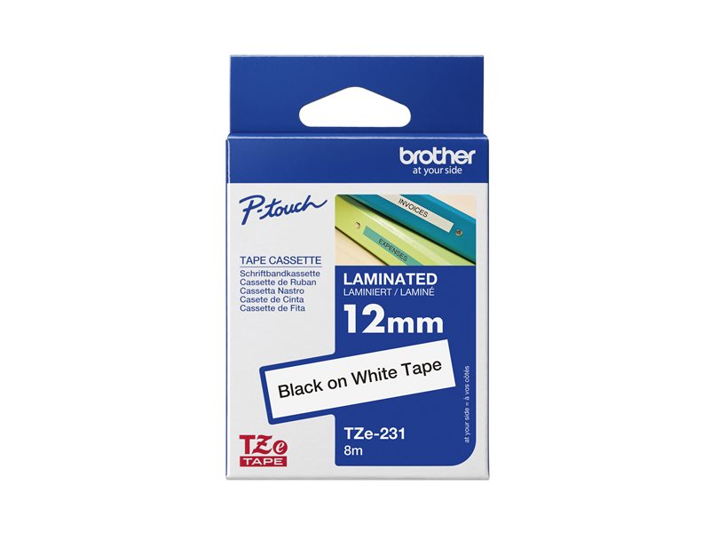 BROTHER TZE231 tape cassette 12mm8m white/black P-touch 200/300/500series