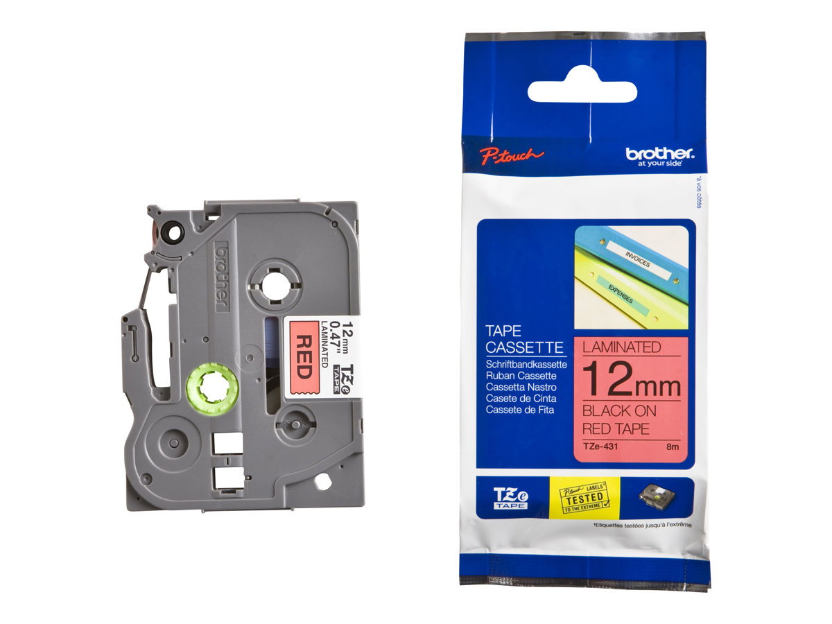 BROTHER TZE431 tape cassette 12mm 8m red black for P-touch 200 300 500 series
