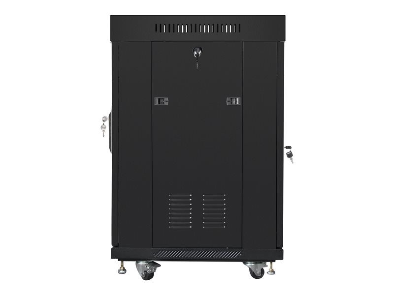 LANBERG free standing rack 19inch cabinet 15U 600x600 glass door LCD flat pack black