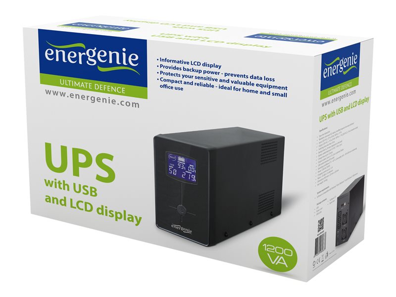 GEMBIRD EG-UPS-033 UPS Energenie Line-Interactive 1200VA3xIEC2xSchuko 230VUSBRJ11LCD