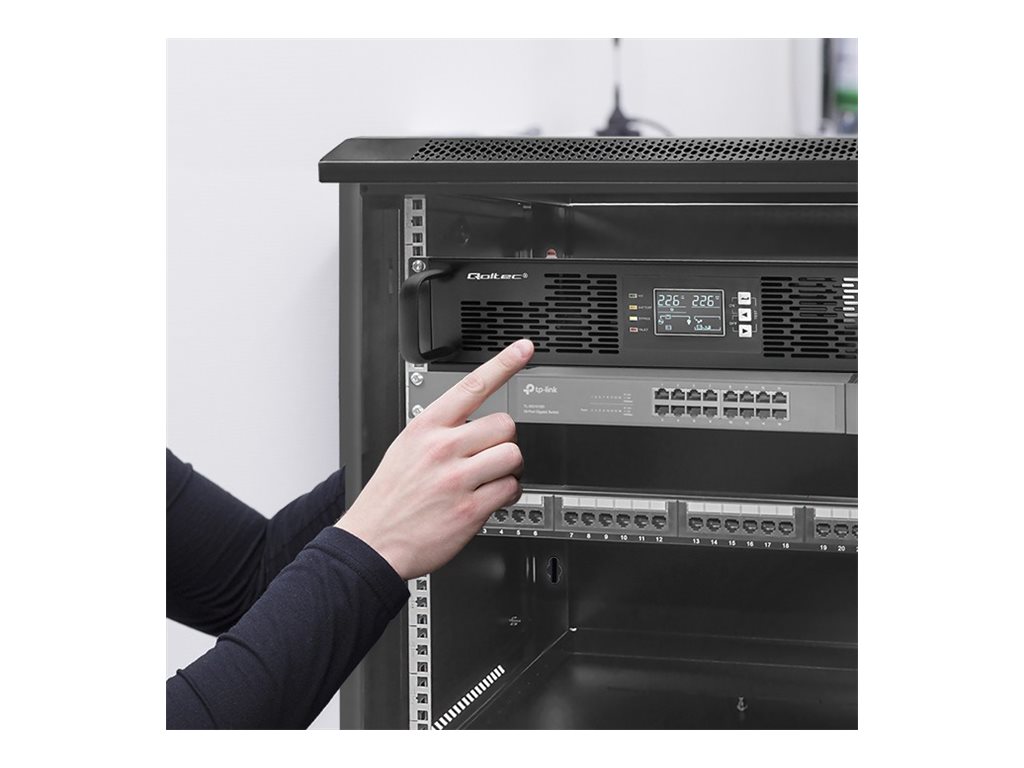 QOLTEC 52285 Uninterruptible Power Supply UPS for RACK 1kVA 1000W Power factor 1.0 LCD EPO USB On line