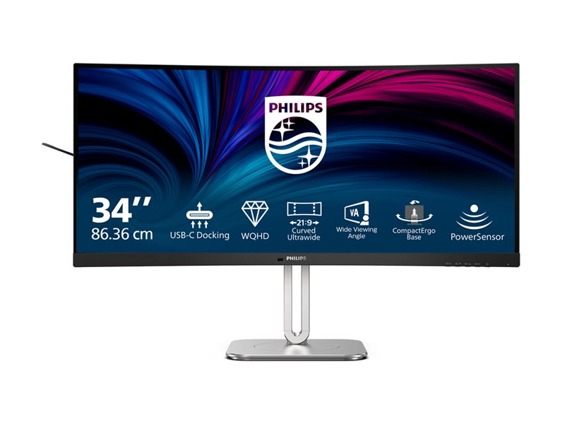 PHILIPS 34B2U5600C/00 34inch 3440x1440 120Hz VA CURVED H/A tbu MM ULTRAWIDE USB-C DOCKING DISPLAY RJ45 PD > 100 W USB HUB SPEAKERS