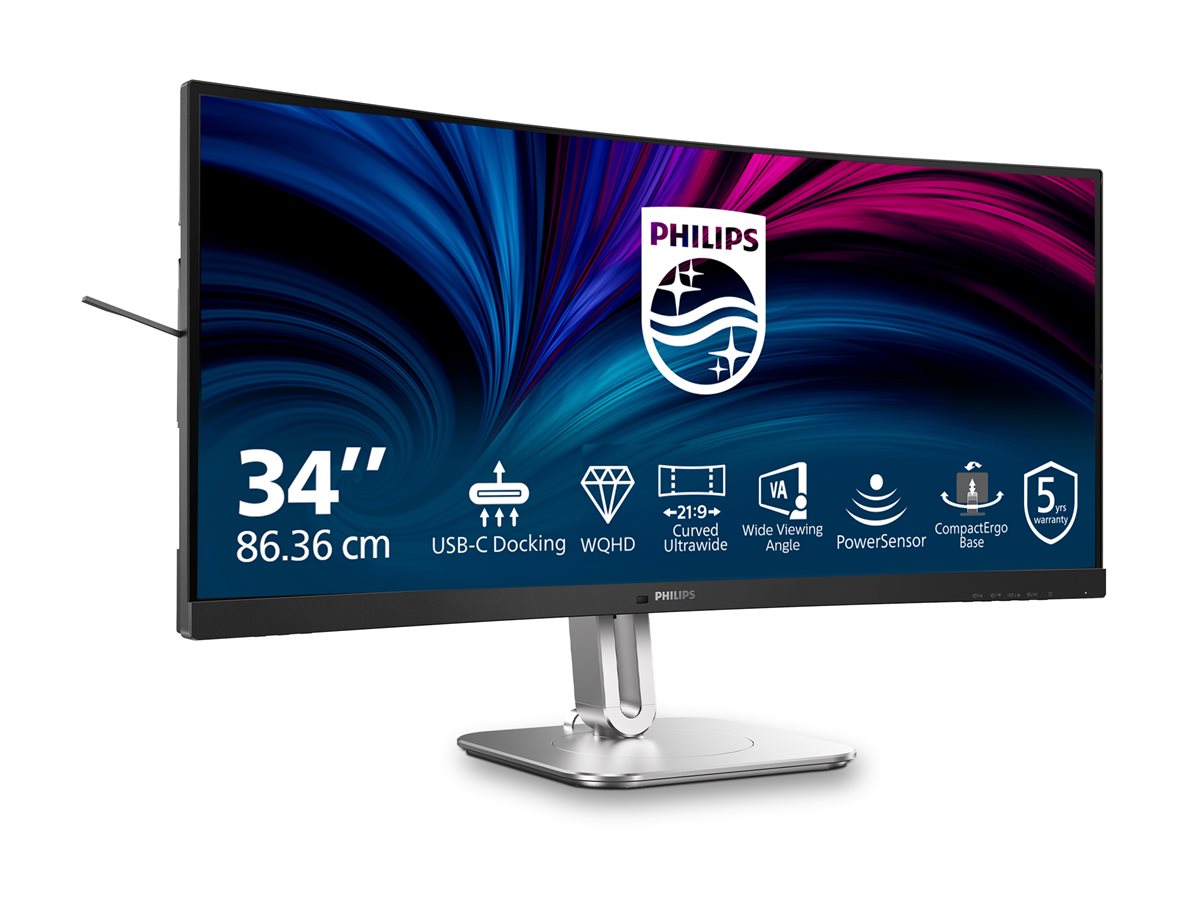 PHILIPS 34B2U5600C/00 34inch 3440x1440 120Hz VA CURVED H/A tbu MM ULTRAWIDE USB-C DOCKING DISPLAY RJ45 PD > 100 W USB HUB SPEAKERS