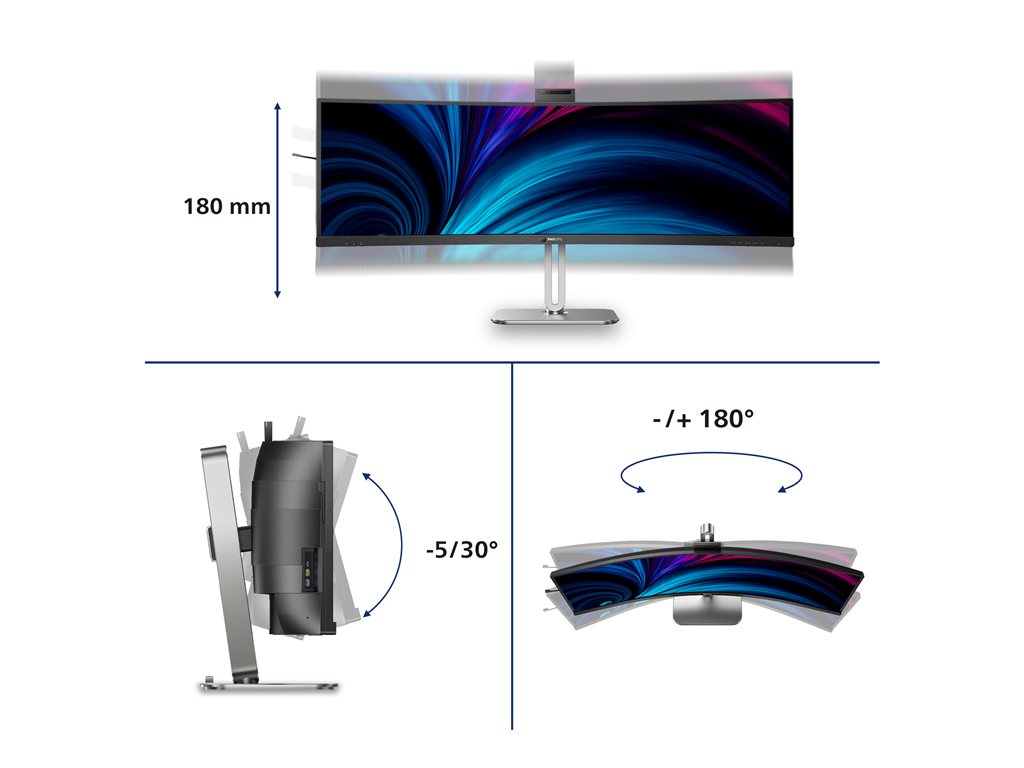 PHILIPS 49B2U6903CH/00 48.8inch 5120x1440 VA Curved H/A 170mm SUPERWIDE USB-C 75Hz DP 2xHDMI USB HUB SPEAKERS webcam