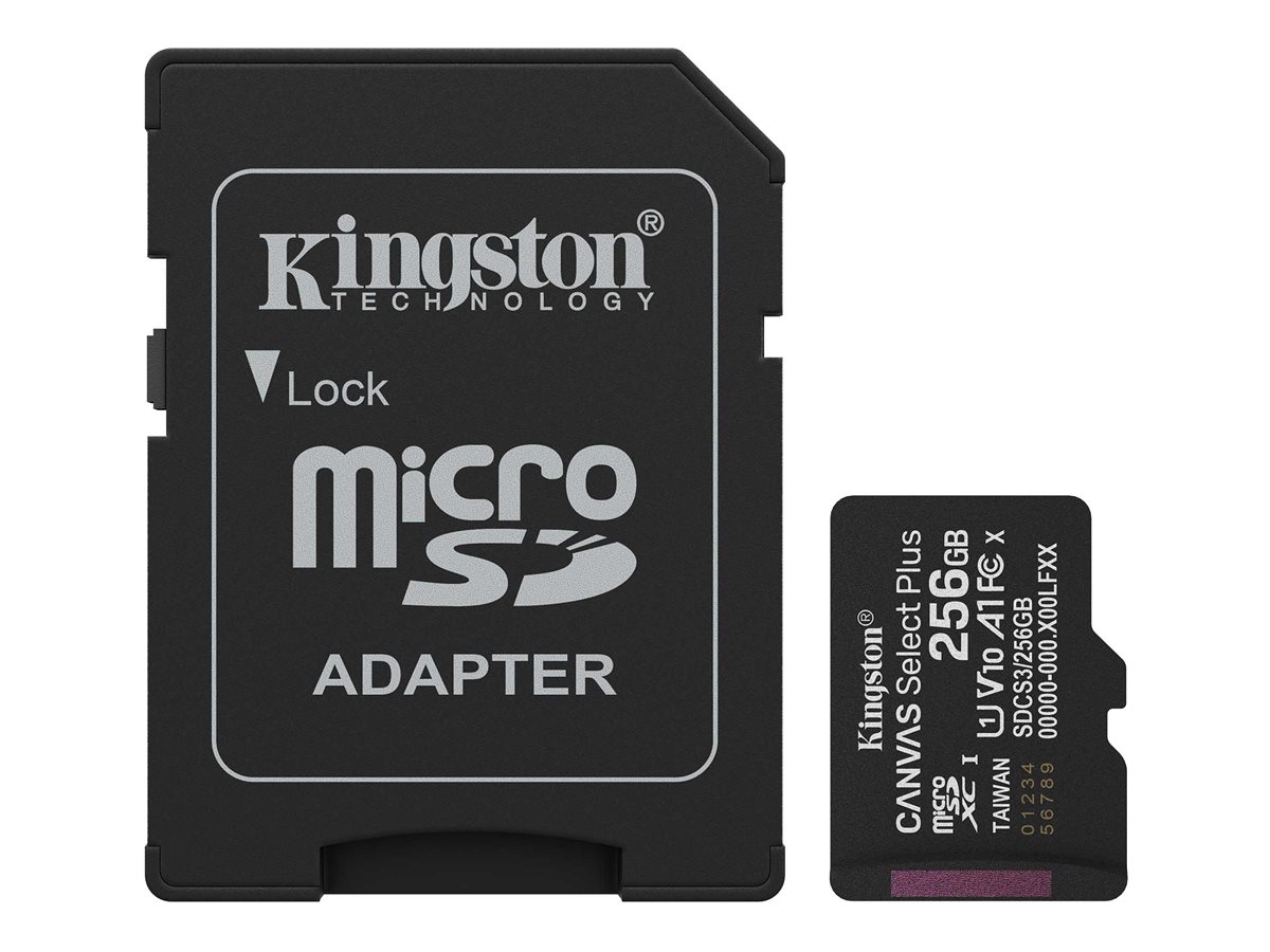 KINGSTON 256GB microSDXC Canvas Select Plus Gen3 150MB/s A1 Card + Adapter