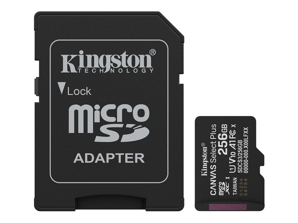 KINGSTON 256GB microSDXC Canvas Select Plus Gen3 150MB/s A1 Card + Adapter