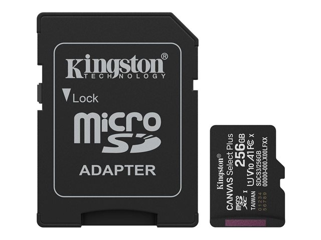 KINGSTON 256GB microSDXC Canvas Select Plus Gen3 150MB/s A1 Card + Adapter