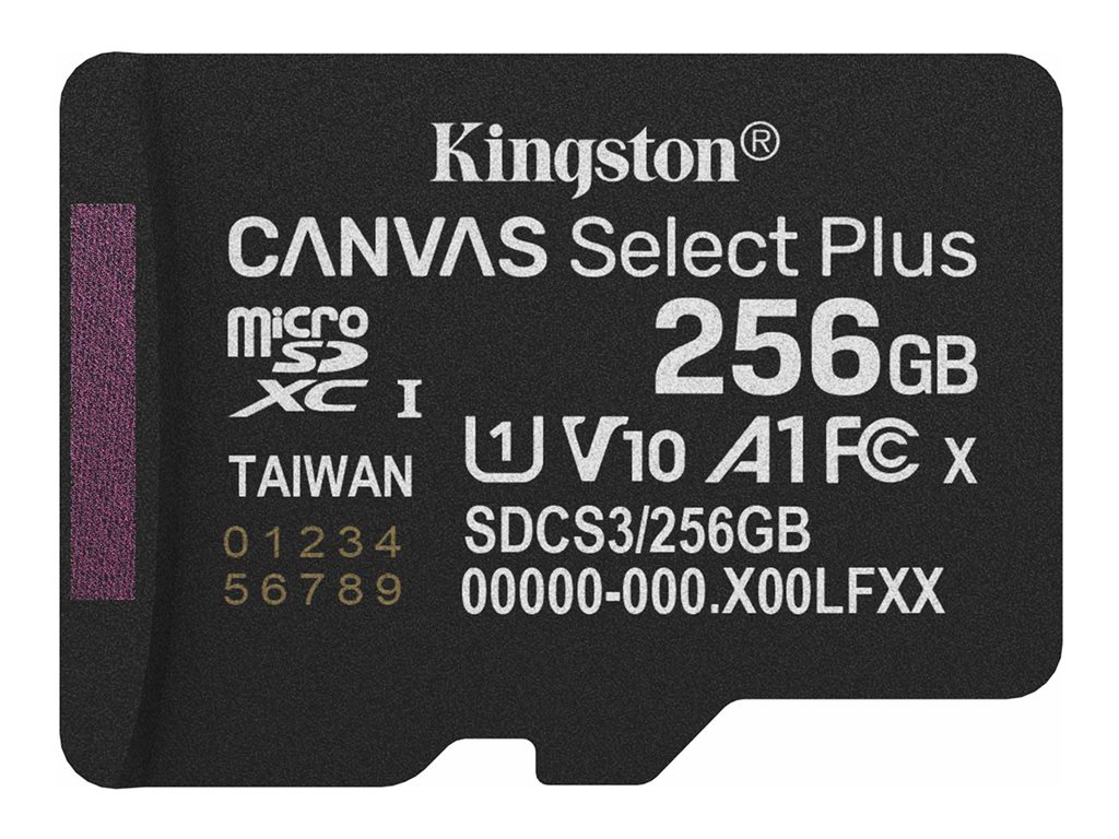 KINGSTON 256GB micSDXC Canvas Select Plus Gen3 150R A1 Single Pack w/o ADP