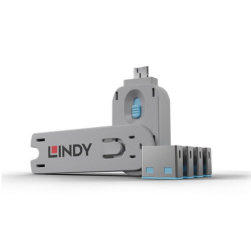 USB A PORT SCHLOSS - 4 STCK MIT SCHLSSEL BLAU