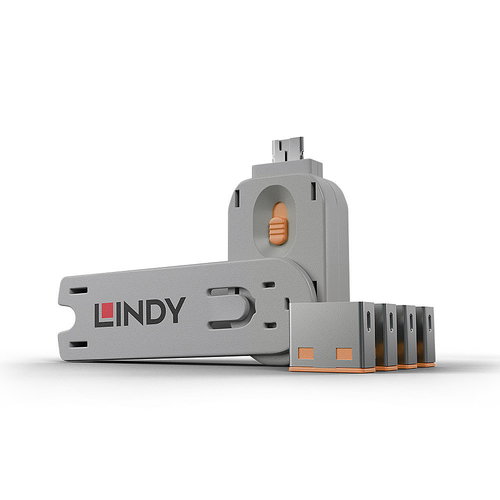 USB A PORT SCHLOSS - 4 STCK MIT SCHLSSEL ORANGE