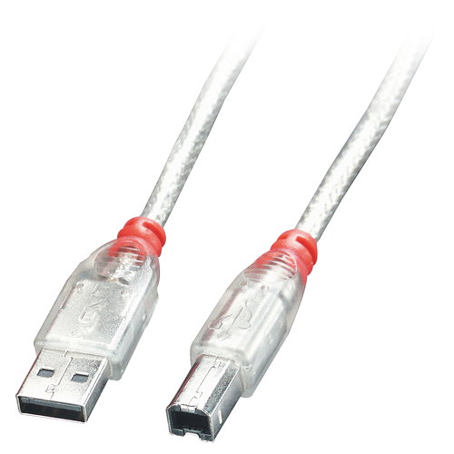 0.2M USB 2.0 KABEL - TYP A AN B TRANSPARENT