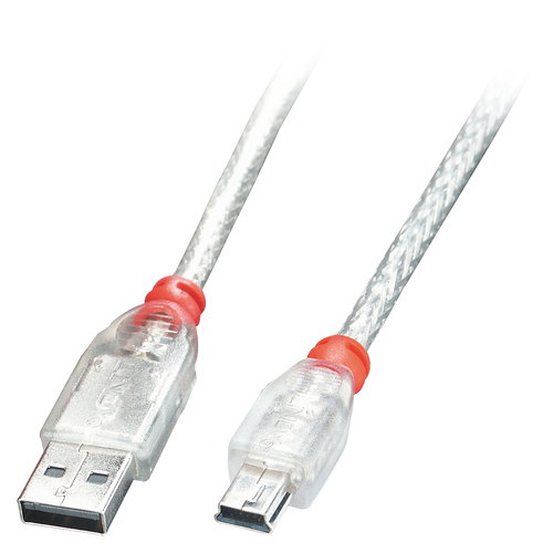 0.2M USB 2.0 TYP A AN MINI-B - KABEL TRANSPARENT