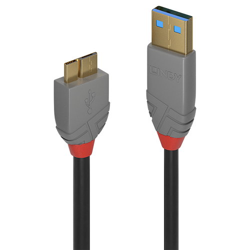 0.5M USB 3.2 5GBIT/S TYP A AN - MICRO-B KABEL ANTHRA LINE