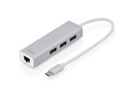 3 PORT USB 3.0 TYPE C HUB - GIGABIT ETHERNET RJ45 WIN/MAC OS