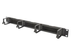 CABLE MANAGEMENT PANEL 19IN 1U - BRUSH ENTRIES 4XCABLERINGS BLACK