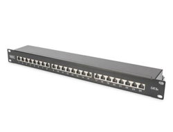 CAT6A CLASSEA PATCHPANEL - 1U 24-PORT BLACK SHIELDED