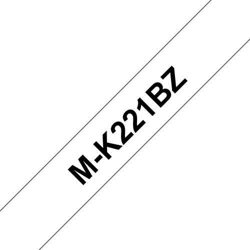 MK-221BZ PLASTIC LABELLING TAPE - 9MM 8M BLACK ON WHITE NON-LAMIN