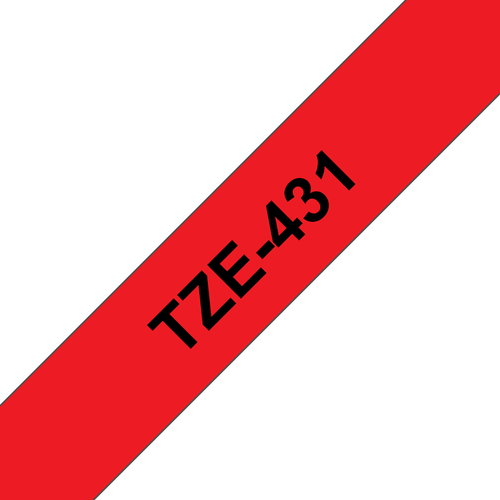 TZE-431 LAMINATED TAPE 12MM 8M - BLACK ON RED